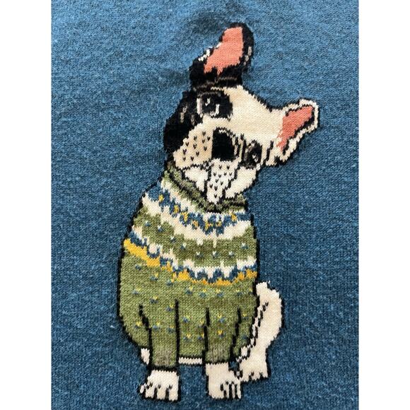 Talbots Woman’s Sweater Frenchie French Bulldog Dog XL Blue novelty - Picture 2 of 7